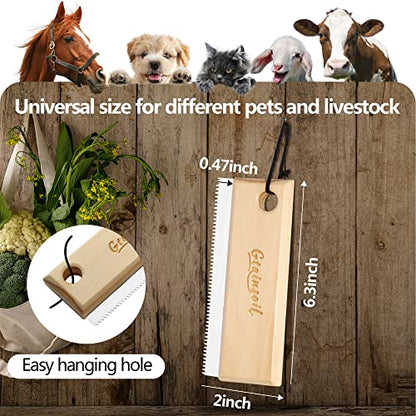 Shedding and Grooming Tool - Brush Scraper for Pets' Undercoat, Horses, Cattle, and Cats, Wooden Handle with Stainless Steel Blade