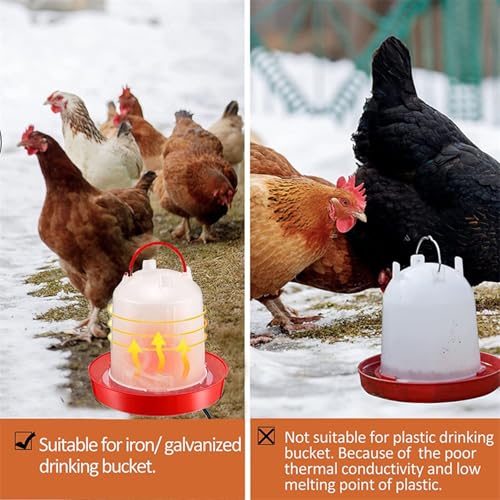 Heated Chicken Waterer,2025 Hanging Poultry Water-Heated Chicken Waterer,Thermostatically Controlled Heated 6L Outdoor Hanging Heated Poultry Waterer Dispenser for Chicks Livestock,Farm Innovators