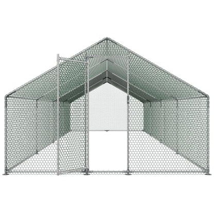 VEVOR Large Metal Chicken Coop with Run, 9.8x26.5x6.5 ft Walk-in Chicken Runs for Yard with Cover, Spire Roof Hen House with Security Lock for Outdoor and Backyard, Farm, Duck Rabbit Cage Poultry Pen - size: 314.9"L x 118.1"W x 78.7"H