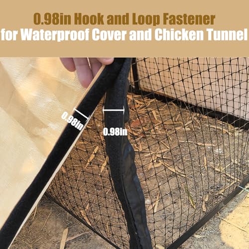 Metal Chicken Tunnel with Waterproof Cover 6.56FT × 2.13FT × 1.97FT Portable Chicken Run for Outerdoor Backyard Farm Zipper Door Walk-in Arch Poultry Cage for Chickens Ducks Quails