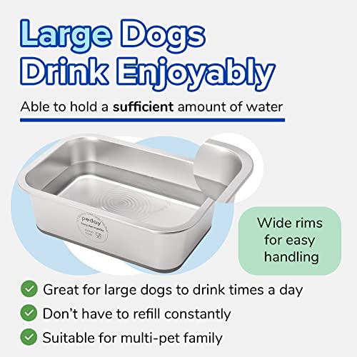 PEDAY 2.64 Gallon Extra Large Dog Water Bowl, 18/8 Human Grade Stainless Steel - Silver Nonslip - color: Silver, Nonsilp, size: 2.64 gallon
