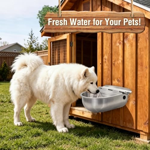 2-Pack Automatic Livestock Waterer, 304 Stainless Steel Auto Fill with Float Valve, Drainage Hole & Baffle, Without Hose, Wall/Floor Mount, for Dogs, Chickens, Horses, Goats, Pigs