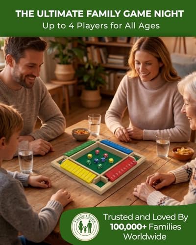 Pedolini Shut the Box Game Wooden - Travel Size 4 Way Close The Box Dice Game with Instructions - Math Learning Board Games for Kids Adults - Family Games Night Classroom Home Party Gift Ideas