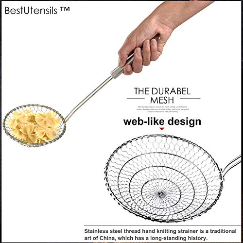 Best Utensils Asian Kitchen Stainless Steel Spider Strainer Professional Wire Skimmer with Spiral Mesh (7-Inch Strainer Basket) - size: 7-Inch