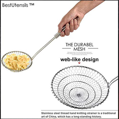 Best Utensils Asian Kitchen Stainless Steel Spider Strainer Professional Wire Skimmer with Spiral Mesh (7-Inch Strainer Basket) - size: 7-Inch