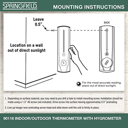 Springfield Vertical Thermometer and Hygrometer, Indoor Outdoor Thermometer, Wireless Humidity Meter for Patio, Garden, or Nursery Areas (9.125-Inch) (Pack of 2) - size: 1 Count (Pack of 2)