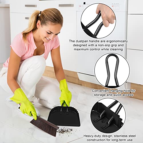 Heavy-Duty Metal Dust Pan-10”Wide Handheld Angled Dustpan with Grip Handle | Stainless Steel Dust Pan with Handle,Precision Edge for Small Debris,Black Hanging Dustpan for Home,Fireplace Ash,Wood Stove - size: dustpan 11.8inches