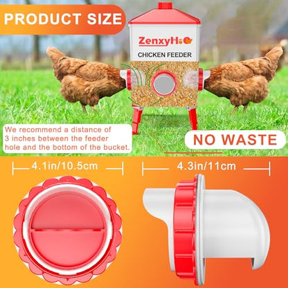 ZenxyHoC DIY Chicken Feeders No Waste, 8 Ports Poultry Feeder with Hole Saw for Buckets Troughs Red - size: 8 Ports