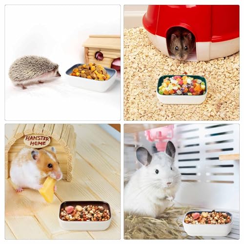 Ceramic Feeding Bowls for Small Animals, Ideal for Hamster, Guinea Pig, Hedgehog and Gerbil (Blue + Green + Brown)