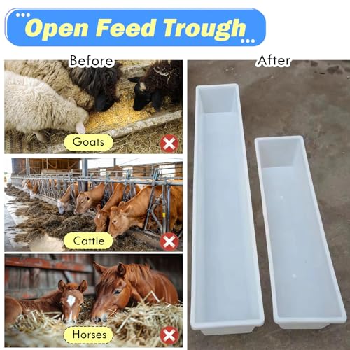 Efficient Plastic Livestock Feeder Trough for Stables & Pens - Durable Design, Easy to Clean, Ideal for Cattle, Horses, and Goats - Maximize Feeding Efficiency - size: L 150cm (4.9ft)