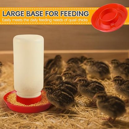 Enhon 2 PCS 2 Sizes Quail Waterer Base, Quail & Chick No Drown Water Base, Safety Waterer and Feeder, Compatible with 2.5inch Threaded Neck Bottle for Brooding Chicks(Bottle not Included) - size: 2 Sizes