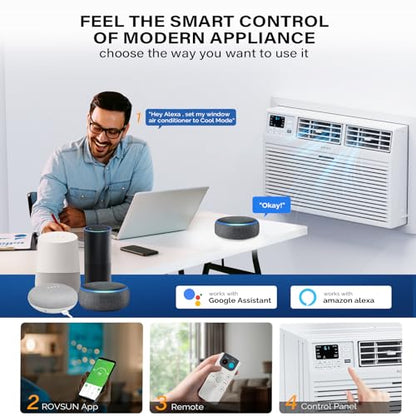 ROVSUN Smart 10000 BTU Through the Wall Air Conditioner with Heat, Wall AC Unit & Heater Combo with Remote, APP & Voice Control & Timer Function, Compatible with Alexa/Google Assistant, 230V/60Hz - style: 10000BTU-AC & Heater-230V