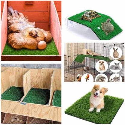 Washable Nesting Pads for Chicken Coop - 3cm Extra Thick & Soft Artificial Grass Turf Mats, Anti-Shedding & Flexible Eco-Backing, Chicken Laying Box Pads (6 Pack, 12"x12") Upgraded