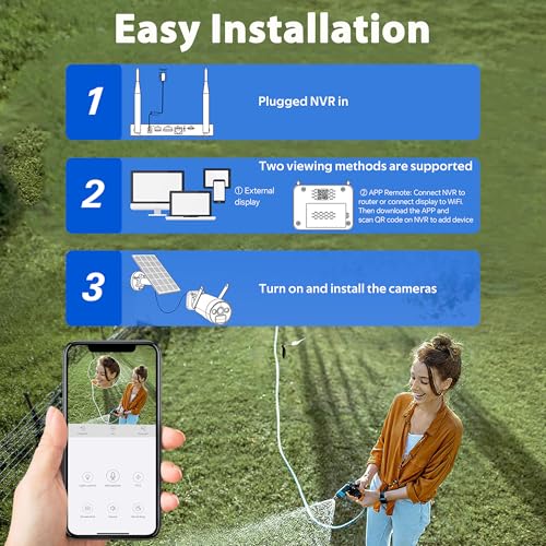 CAMCAMP Solar Security Cameras Wireless Outdoor, Home Security Camera System, 4MP Solar-Powered 6 Cam-Kit, 10CH NVR w/ 500GB HDD, 2.4G& 5G WiFi, Color Night Vision, Motion Detection, 2-Way Audio, IP66 - color: SC17AUS