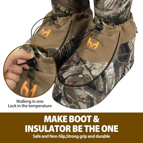 Insulated Boot Covers, 600D Durable Cold Weather Insulators with Water-Resistant PU Leather, Non-Slip Boot Covers for Hunting, Fishing, Camping, and Outdoor Activities (Next Camo) - size: X-Large