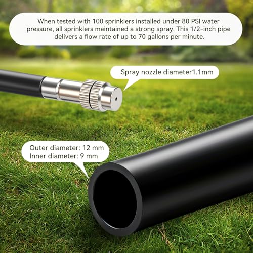 100Ft 1/2" Tubing High-Flow Drip Irrigation System, 360° Adjustable Garden Watering System with 60 Nozzles, Dual-Side Watering Kit for Raised Beds, Greenhouses & Efficient Plant Irrigation - size: 100Ft