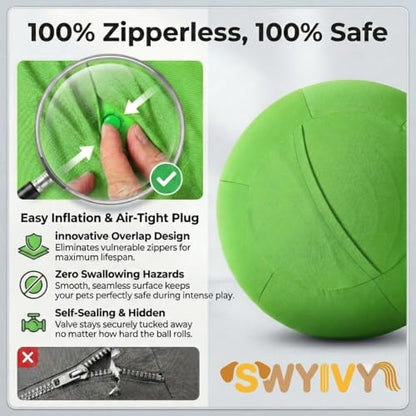 25Inch Herding Ball with Straps and Heavy Duty Cover, Green Dog Toy Ball for Large Breeds, German Shepherd, Pitbull, Horse Toys, Giant Play Ball for Aggressive Chewers