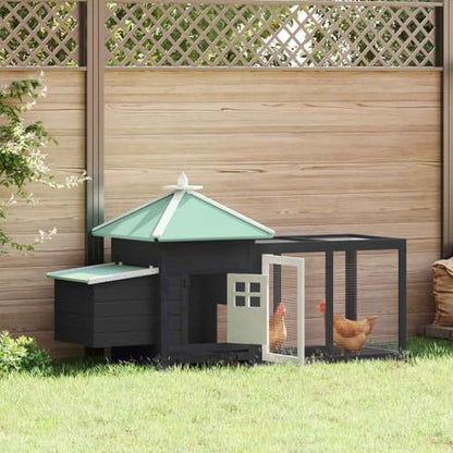 Rustic Chicken Coop 75x75x40 in Grey Solid Firwood Plywood Nest Box Large Run Outdoor Poultry House Easy Clean for Backyard Small Flock - color: Grey