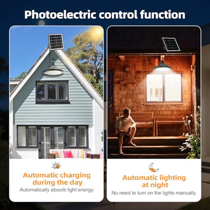 Solar Chicken Coop Light with Remote, Outdoor IP66 Waterproof Pendant Lights, 4500mAh Rechargeable Solar Barn Lights, 3 Modes, 4 Brightness Levels, 24H Timer, 16.4ft Cable for Patio Garden, 2-Pack - size: 2-Pack