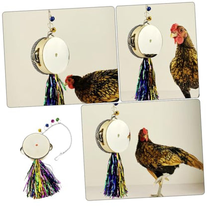 ORFOFE Double-Sided Stainless Steel Chicken Mirror Toy Fun Hen Rooster Plaything for Coop Activities Boredom Relief and Self-Entertainment