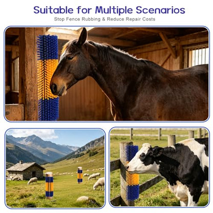 2PCS Livestock Scratching Brush, Horse Brush, Cow Goat Scratching Post with 8 Screws, Grooming Massage for Cattle Sheep Horses Pigs