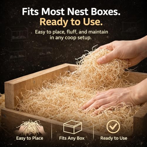 NestNova™ Aspen Nesting Pads for Chickens – 10 Pack 13x13 Excelsior Liners | USA-Grown Aspen, Cleaner Eggs, Kraft-Backed Coop Bedding for Laying Hens - 20 Pads - size: 20 Pads (2 Packs)