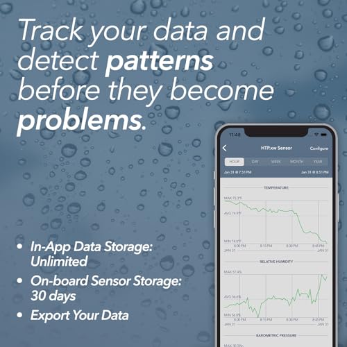SensorPush HTP.xw Smart Temperature Sensor & Humidity Sensor - Thermometer, Barometer, & Hygrometer w/App Monitoring - Premium Heat Index, Barometric Pressure Gauge, Temperature and Humidity Monitor