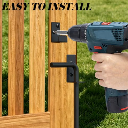 Heavy Duty Cane Bolt Gate Drop Rod, 36" Black Gate Latches Hardware for Wood Fence/Metal/Vinyl/Double Gates, Outdoor Gate Ground Latch Drop Rod with Mounting Screws, 2 Pack - size: 36 Inch