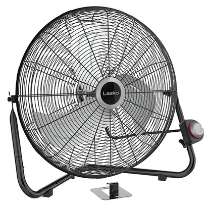 Lasko 20" Black High Velocity Wall Mount Fan with Pivoting Head - 3 Speeds, Ideal Wall Mount Fan or Floor Fans for Home, Garage, Attic, 2264QM - color: Black Silver
