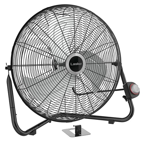 Lasko 20" Black High Velocity Wall Mount Fan with Pivoting Head - 3 Speeds, Ideal Wall Mount Fan or Floor Fans for Home, Garage, Attic, 2264QM - color: Black Silver