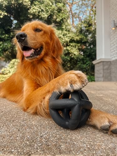 Tuff Pupper SuperChewer Extremely Tough Cage Ball for Dogs | 2X Tennis Ball Size | Natural Rubber | Tough Toy for Aggressive Chewers | Heavy Duty for Medium Large Breed | Strong but NOT Indestructible