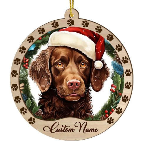 Personalized American Water Spaniel Ornament, American Water Spaniel Christmas Ornament, Custom Name American Water Spaniel Dog Suncatcher for Christmas Tree - color: American Water Spaniel