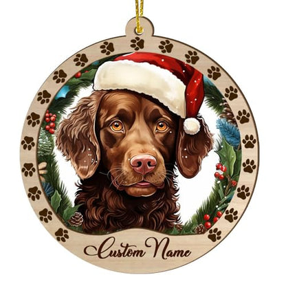 Personalized American Water Spaniel Ornament, American Water Spaniel Christmas Ornament, Custom Name American Water Spaniel Dog Suncatcher for Christmas Tree - color: American Water Spaniel