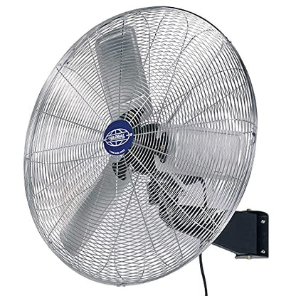 Global Industrial Deluxe Wall Mount Fan, 30" Diameter, Fixed and Oscillating Head, 3 Speed, 10,000 CFM at 1100 RPM, 1/2 HP, Tilting Head, For Indoor Use Only