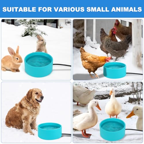 Heated Water Bowl for Cats & Dogs, 3.2L Heated Dog Bowl, Outdoor Heated Dog Water Dish in Winter, Thermostatic Control Anti-Freeze Heated Pet Water Bowl for Chicken,Duck,Goose,Rabbit - size: Round 3.2 Litres