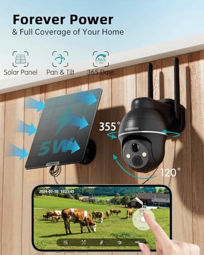 ZUMIMALL 4G LTE Cellular Security Cameras Wireless Outdoor, 2K No WiFi Cameras for Home Security with 360° View, Color Night Vision, 2-Way Talk, AI Detection, Built in SIM Card, Black - color: Black-3MP-4G