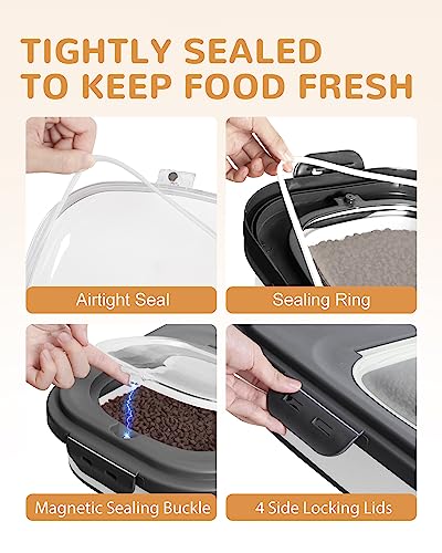 20-23 Lbs Dog Food Storage Container - Collapsible Dog Food Container with Attachable Casters and Scoop,Small Container, Pet Food Storage Containers to Keep Dry Food Fresh,Easy to Move | Dog Food Container with Double Airtight Seal & Magnetic Lid,Cat Food
