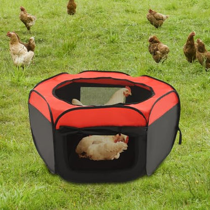 Foldable Brooder Box,Portable Baby Chicken Coop with Double Door and Zippered Cover,Chicken Brooder Box for Newborn Chicks,Ducks and Geese