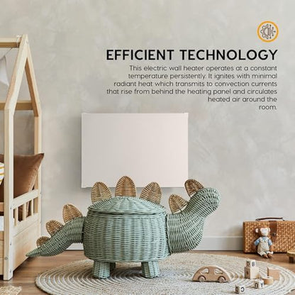 EconoHome Wall Mount Space Heater Panel with Heat Guard - 250 Watt Splashproof Convection Heater with Thermostat - Ideal for 100 Sqf Room or Bathroom - 120V Electric Heater - Updated Model - size: 250W