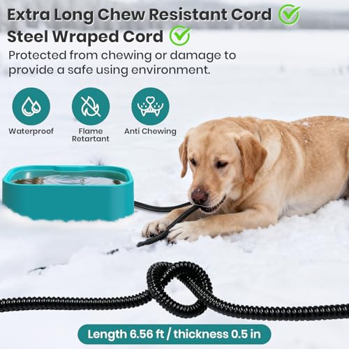 IPOW 1.45 Gal/5.5L Extra Large Heated Water Bowl with 5 Layers Design for Heating & Heat Preservation Provides Drinkable Water & Food in Winter Heated Pet Bowl for Cat Rabbit Chicken Duck Squirrel - color: Blue