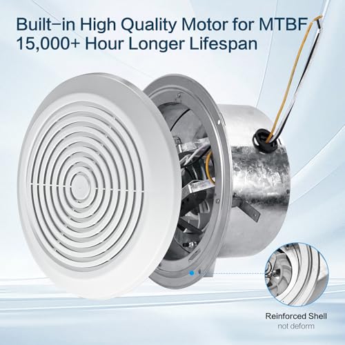 V2270-50 360 Bathroom Exhaust Fan, 50 CFM Round Ceiling Vent Fan, Non-Lighted Bath Fan Replacement for RV or Mobile Home, Fits 8 Inch Opening with 3 Inch Duct, White