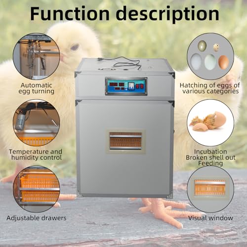 264 Egg Digital Cabinet Incubator，Poultry Hatching Breeding Cabinet Incubator for Auto Egg Turning, Temp/Humidity Control, Thermostatic for Chicken/Duck/Goose/Quail Bird. - size: 264 eggs 205L
