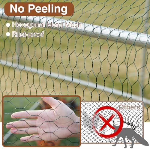 Metal Large Chicken Coop for 20-25 Chickens, Portable, Walk-in Chicken Run, Chicken Pen Outdoor W/Cover, Waterproof & Anti-UV, 13.1' D x 9.8' W x 6.4' H, Wire Mesh Poultry Cage for Yard - size: 157.5"L x 118.1"W x 76.8"H, style: Spire Roof