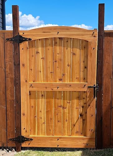 HOME MASTER HARDWARE 8 inch Gate Hinges,Heavy Duty gate Hinges,Wood Gate Hinges for Wooden Fences for patios, barn Doors, Yard gate,with Screws, Black, (6 Pack)