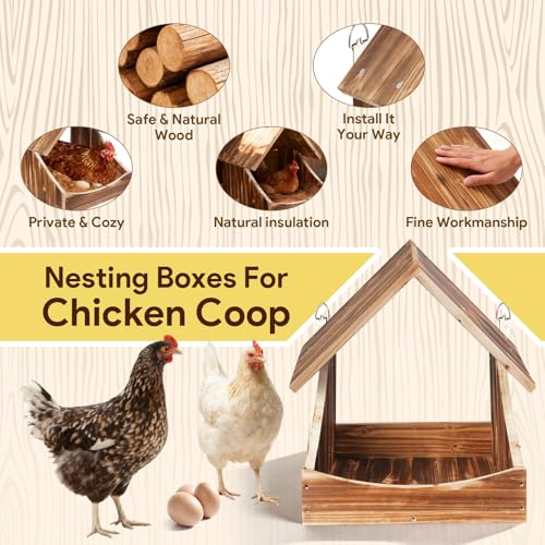 Chicken Nesting Boxes, 2 Pack Wall-Mounted Wooden Nesting Box, Specialized for Chicken Coops, Features a Cozy & Private Laying Space, Suitable for Chickens, Ducks and Other Poultry - color: 2 Pack