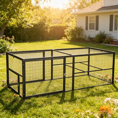 Aivituvin 71" Chicken Coop Run Extension Metal Frame with Perches, Outdoor Rabbit Run Duck House Enclosure with Detachable Door - color: Grey, size: 70.9"L x 29.1"W x 28.3"H