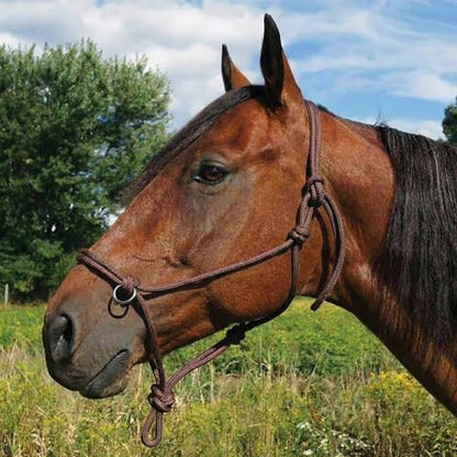Southwestern Equine Side Pull Rope Halters with Nickle Plated Rings - color: Brown