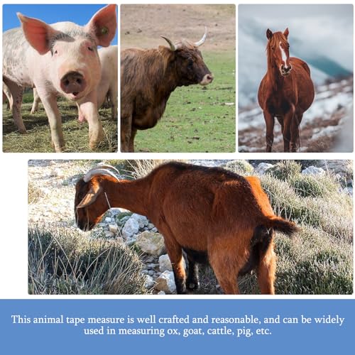 KICHOUSE Animal Weight Measuring Tape for Cattle and Pigs, 250cm Sturdy Livestock Body Tape Measure for Farm Use