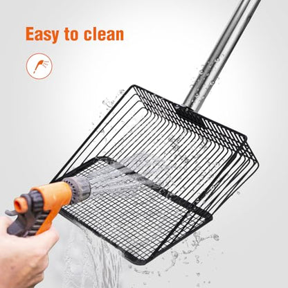 BABORUI 10 Inch Large Chicken Poop Scooper, Adjustable Litter Scooper for Chicken, Detachable Stainless Steel Heavy Duty Poop Shovel, Chicken Coop Cleaning Tools and Accessories