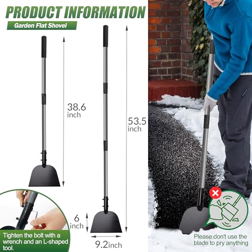 Walensee Flat Shovel, Heavy Duty Floor Scraper Long Handle for Weeding, Moss Removal, Lawn Edging & Outdoor Cleaning, Metal Garden Cleaning Shovel Scraper for Patio, Driveway, Sidewalk, Yard